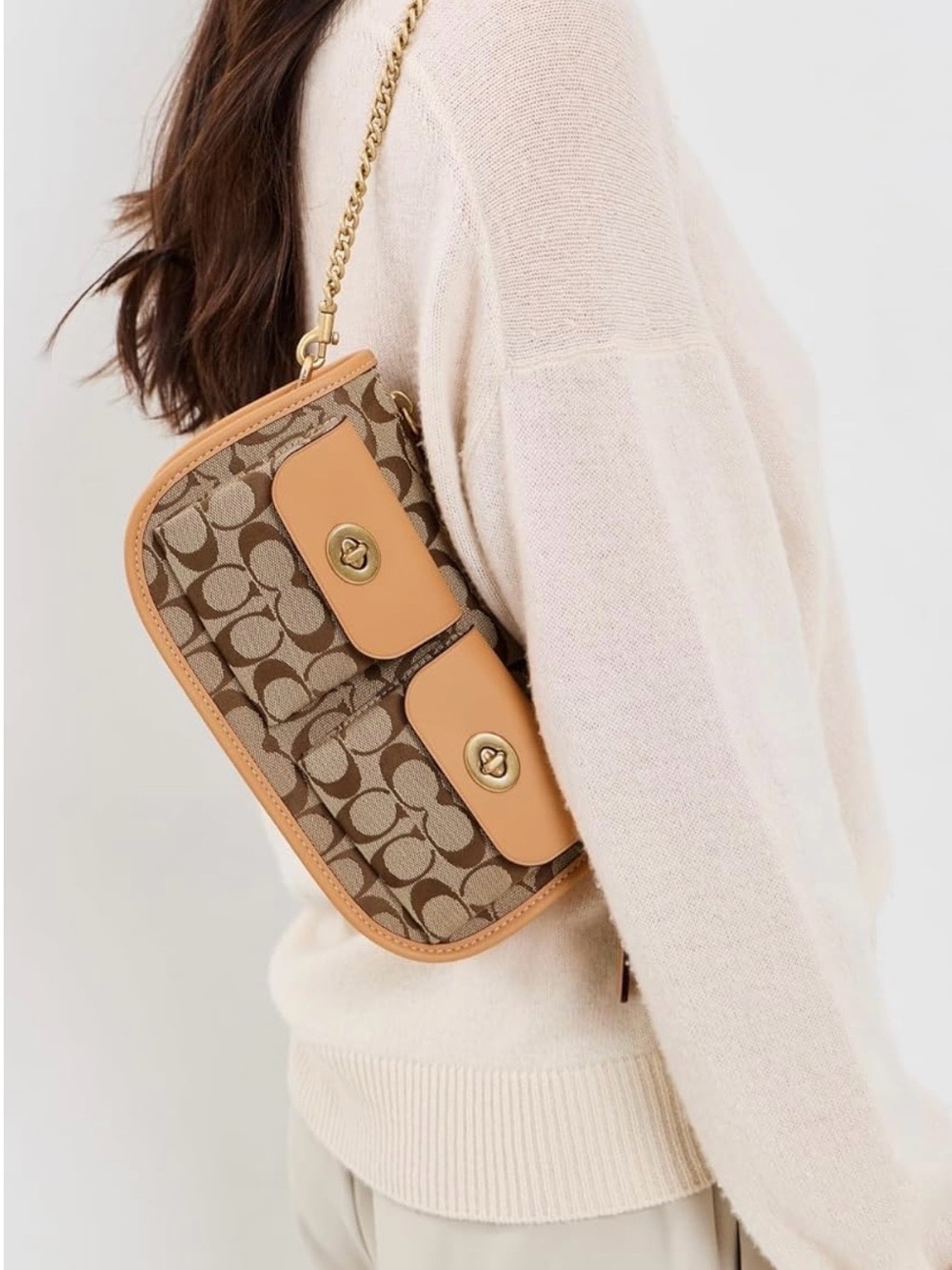Coach Signature Jacquard Twin Lock Waverly Bag - Picture 10 of 11